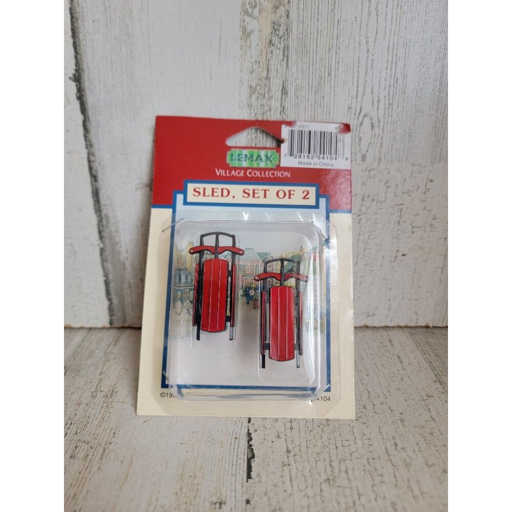 Lemax sled set 1995 Village‎ accessory Xmas snow